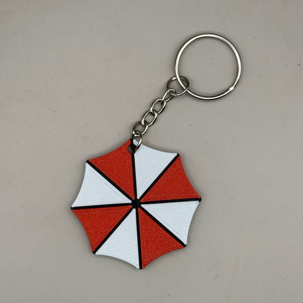 Red and White Umbrella Keychain